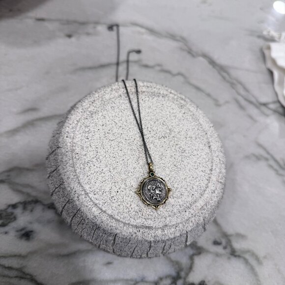 Handmade Oxidized Silver Coin Pendant Necklace - Picture 1 of 8